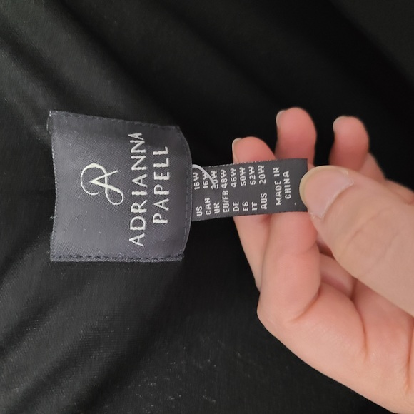 Adrianna Papell Asymmetrical Cut 3/4 Sleeves Black Evening Dress 16W NWT - Picture 3 of 12